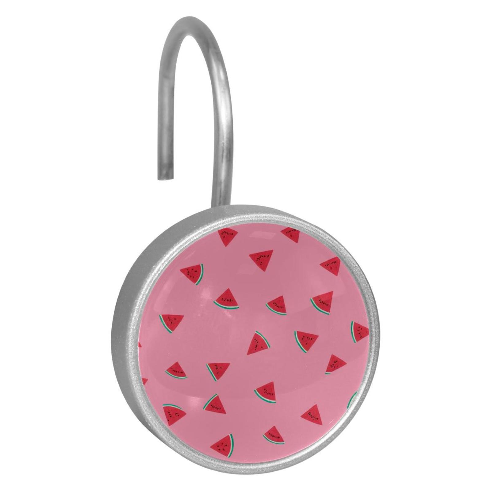 HemaKayy 12 Pcs Shower Curtain Hooks Bathroom Decorative Accessories Sliced Pink Watermelon