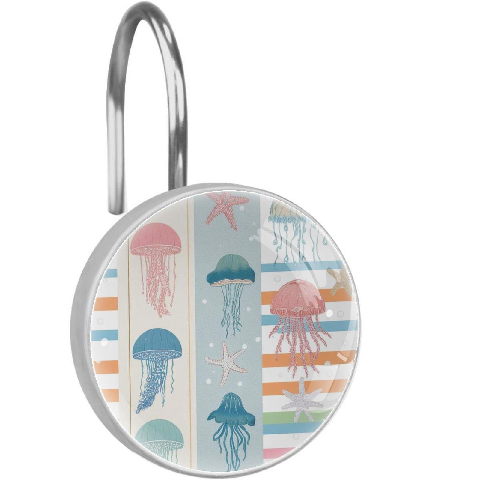HemaKayy 12 Pcs Shower Curtain Hooks Bathroom Decorative Accessories Specimen Jellyfish
