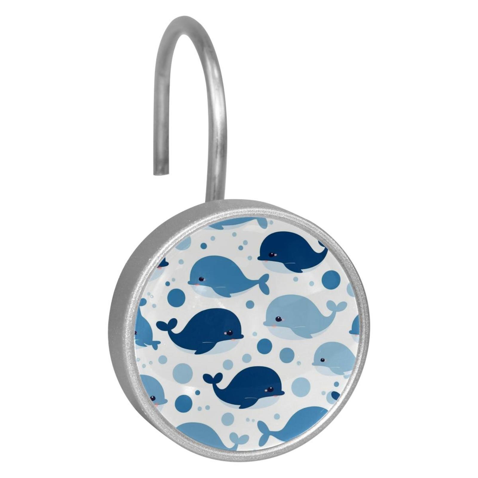 HemaKayy 12 Pcs Shower Curtain Hooks Bathroom Decorative Accessories Whale Balloon
