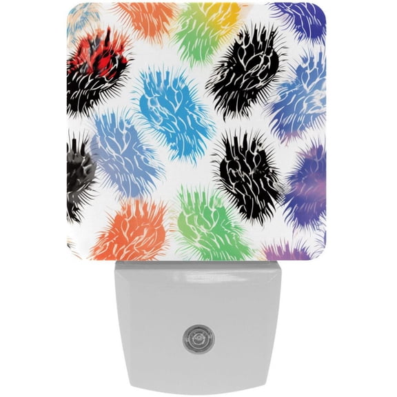 HemaKayy 2 Pack Plug-in LED Night Light with Light Sensor, Warm White, Dusk to Dawn Sensor Flat Nightlight for Bathroom, Hallway, Bedroom, Living Room - Animal Foot Paws