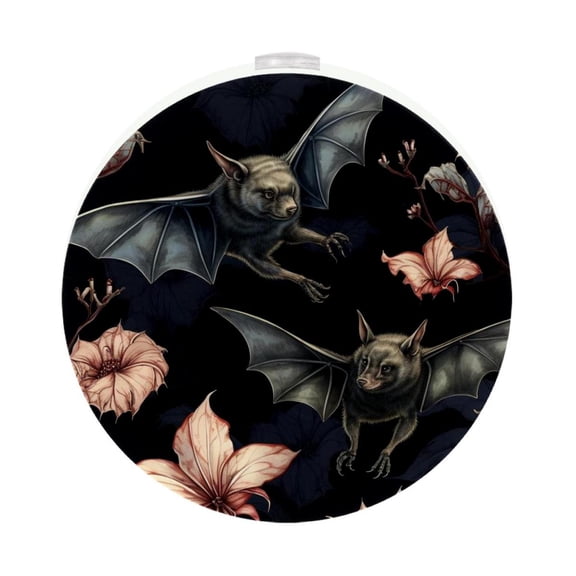 HemaKayy 2 Pack Plug-in LED Night Light, Plug-In, Dusk To Dawn Sensor, Warm White, Compact, Ambient Lighting, LED Lights for Bathroom, Hallway, Bedroom, Living Room - Night Black Bat