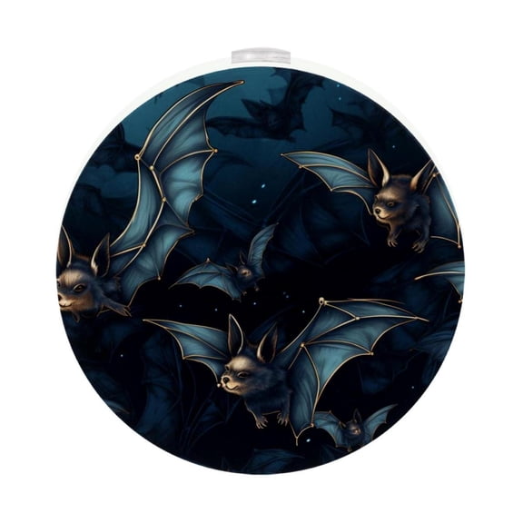 HemaKayy 2 Pack Plug-in LED Night Light, Plug-In, Dusk To Dawn Sensor, Warm White, Compact, Ambient Lighting, LED Lights for Bathroom, Hallway, Bedroom, Living Room - Night Black Bat