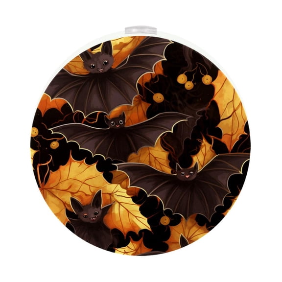 HemaKayy 2 Pack Plug-in LED Night Light, Plug-In, Dusk To Dawn Sensor, Warm White, Compact, Ambient Lighting, LED Lights for Bathroom, Hallway, Bedroom, Living Room - Night Black Bat