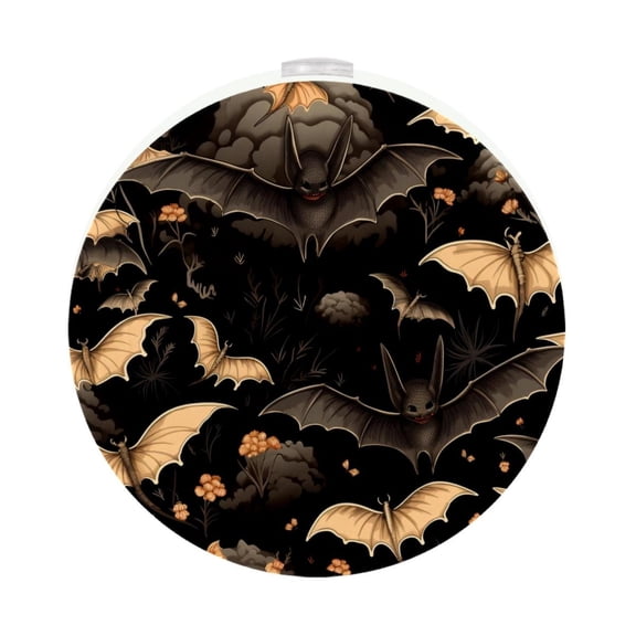 HemaKayy 2 Pack Plug-in LED Night Light, Plug-In, Dusk To Dawn Sensor, Warm White, Compact, Ambient Lighting, LED Lights for Bathroom, Hallway, Bedroom, Living Room - Night Black Bat