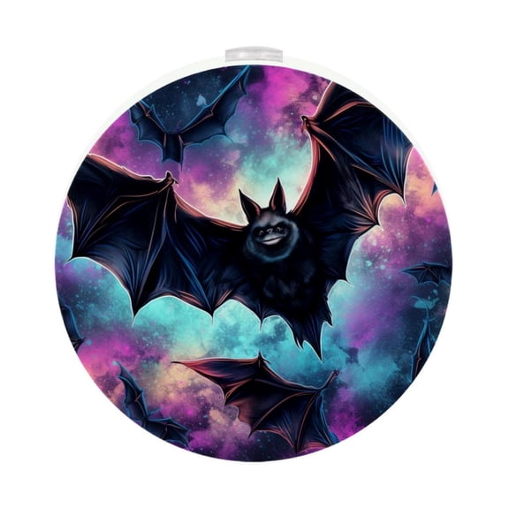 HemaKayy 2 Pack Plug-in LED Night Light, Plug-In, Dusk To Dawn Sensor, Warm White, Compact, Ambient Lighting, LED Lights for Bathroom, Hallway, Bedroom, Living Room - Night Black Bat