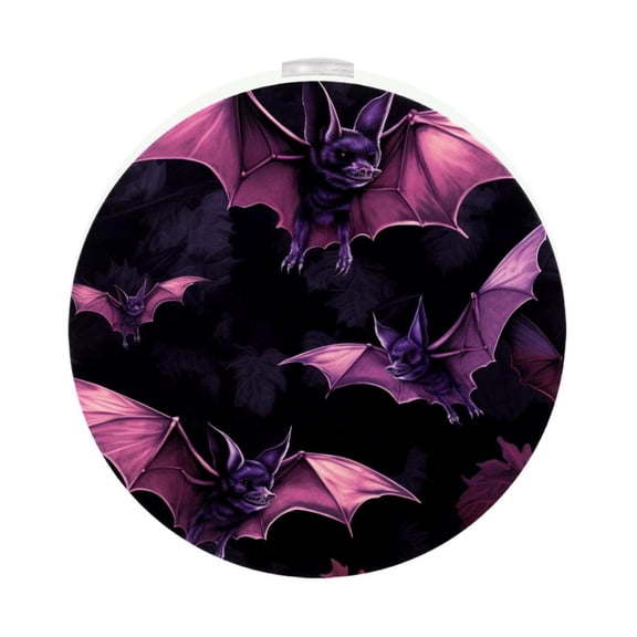 HemaKayy 2 Pack Plug-in LED Night Light, Plug-In, Dusk To Dawn Sensor, Warm White, Compact, Ambient Lighting, LED Lights for Bathroom, Hallway, Bedroom, Living Room - Night Black Bat