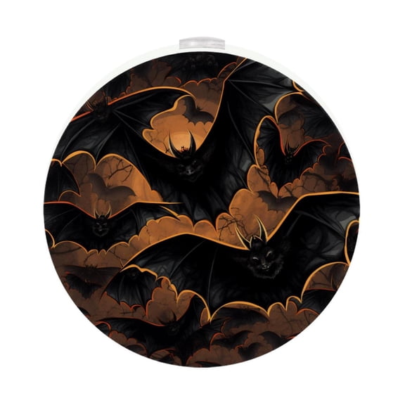 HemaKayy 2 Pack Plug-in LED Night Light, Plug-In, Dusk To Dawn Sensor, Warm White, Compact, Ambient Lighting, LED Lights for Bathroom, Hallway, Bedroom, Living Room - Night Black Bat