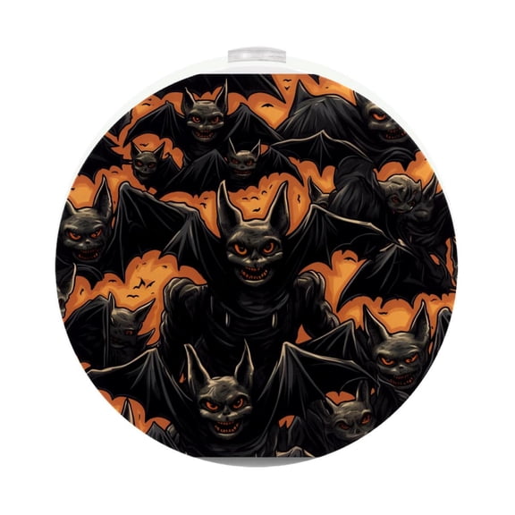 HemaKayy 2 Pack Plug-in LED Night Light, Plug-In, Dusk To Dawn Sensor, Warm White, Compact, Ambient Lighting, LED Lights for Bathroom, Hallway, Bedroom, Living Room - Night Black Bat