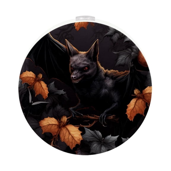 HemaKayy 2 Pack Plug-in LED Night Light, Plug-In, Dusk To Dawn Sensor, Warm White, Compact, Ambient Lighting, LED Lights for Bathroom, Hallway, Bedroom, Living Room - Night Black Bat