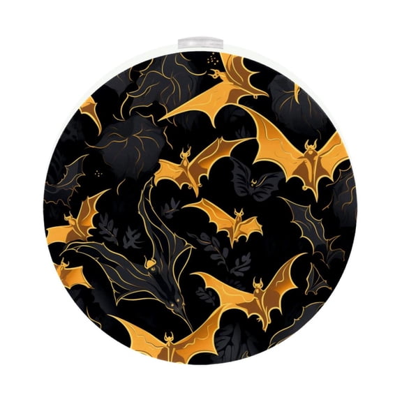 HemaKayy 2 Pack Plug-in LED Night Light, Plug-In, Dusk To Dawn Sensor, Warm White, Compact, Ambient Lighting, LED Lights for Bathroom, Hallway, Bedroom, Living Room - Night Black Bat