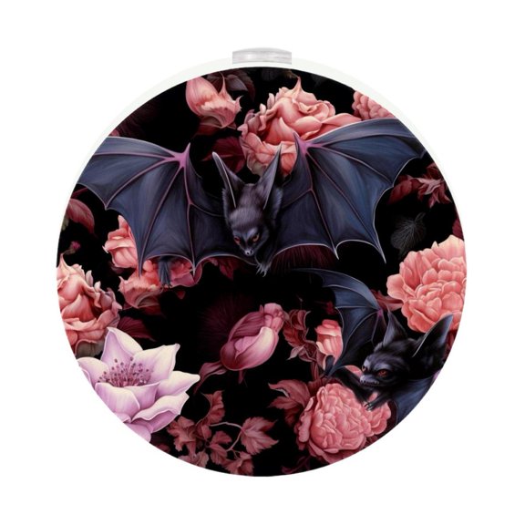 HemaKayy 2 Pack Plug-in LED Night Light, Plug-In, Dusk To Dawn Sensor, Warm White, Compact, Ambient Lighting, LED Lights for Bathroom, Hallway, Bedroom, Living Room - Night Black Bat