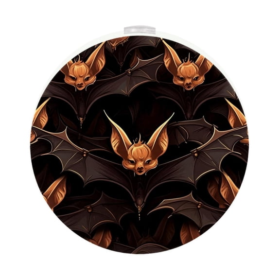 HemaKayy 2 Pack Plug-in LED Night Light, Plug-In, Dusk To Dawn Sensor, Warm White, Compact, Ambient Lighting, LED Lights for Bathroom, Hallway, Bedroom, Living Room - Night Black Bat