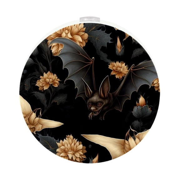 HemaKayy 2 Pack Plug-in LED Night Light, Plug-In, Dusk To Dawn Sensor, Warm White, Compact, Ambient Lighting, LED Lights for Bathroom, Hallway, Bedroom, Living Room - Night Black Bat