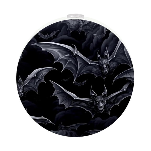 HemaKayy 2 Pack Plug-in LED Night Light, Plug-In, Dusk To Dawn Sensor, Warm White, Compact, Ambient Lighting, LED Lights for Bathroom, Hallway, Bedroom, Living Room - Night Black Bat