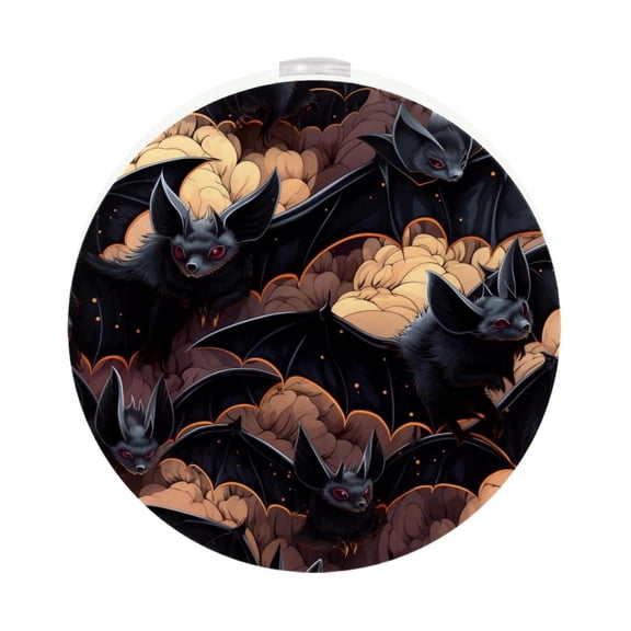 HemaKayy 2 Pack Plug-in LED Night Light, Plug-In, Dusk To Dawn Sensor, Warm White, Compact, Ambient Lighting, LED Lights for Bathroom, Hallway, Bedroom, Living Room - Night Black Bat