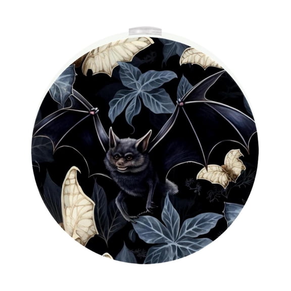 HemaKayy 2 Pack Plug-in LED Night Light, Plug-In, Dusk To Dawn Sensor, Warm White, Compact, Ambient Lighting, LED Lights for Bathroom, Hallway, Bedroom, Living Room - Night Black Bat