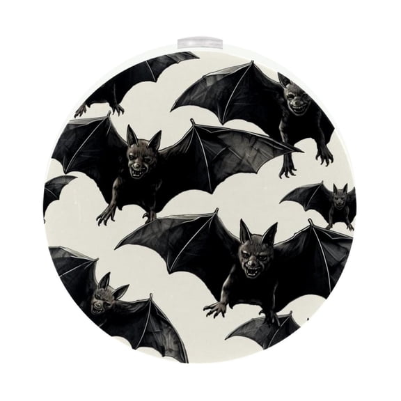 HemaKayy 2 Pack Plug-in LED Night Light, Plug-In, Dusk To Dawn Sensor, Warm White, Compact, Ambient Lighting, LED Lights for Bathroom, Hallway, Bedroom, Living Room - Night Black Bat