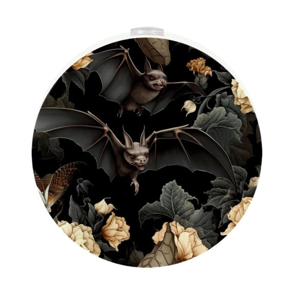 HemaKayy 2 Pack Plug-in LED Night Light, Plug-In, Dusk To Dawn Sensor, Warm White, Compact, Ambient Lighting, LED Lights for Bathroom, Hallway, Bedroom, Living Room - Night Black Bat