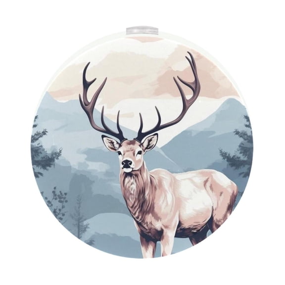 HemaKayy 2 Pack Plug-in LED Night Light, Plug-In, Dusk To Dawn Sensor, Warm White, Compact, Ambient Lighting, LED Lights for Bathroom, Hallway, Bedroom, Living Room - Deep Woods Forest Deer