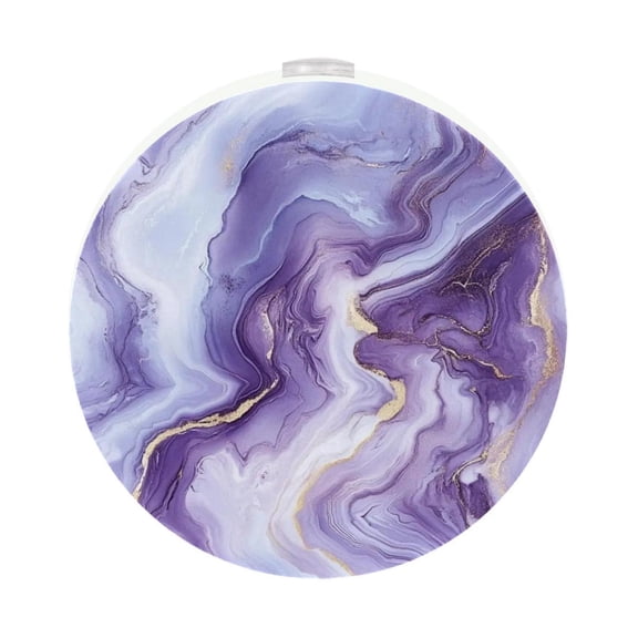 HemaKayy 2 Pack Plug-in LED Night Light, Plug-In, Dusk To Dawn Sensor, Warm White, Compact, Ambient Lighting, LED Lights for Bathroom, Hallway, Bedroom, Living Room - Unique Marble Texture