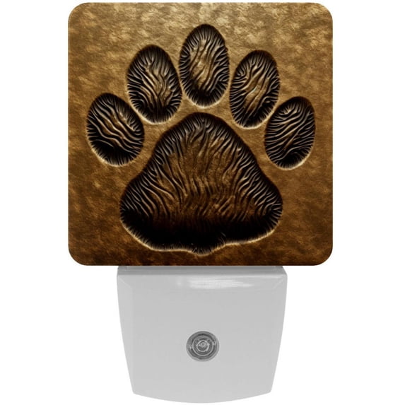 HemaKayy 2 Pack Plug-in LED Night Light with Light Sensor, Warm White, Dusk to Dawn Sensor Flat Nightlight for Bathroom, Hallway, Bedroom, Living Room - Animal Foot Paws