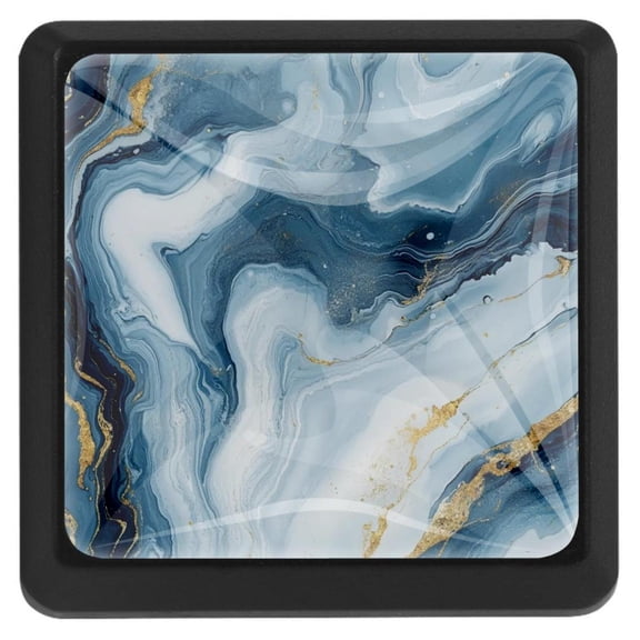 HemaKayy 3 Pack 1.45" Decorative Cabinet Knobs - Stylish ABS Glass Black Handles for Kitchen, Bedroom, & Home Furniture Decor - Durable & Elegant - Unique Marble Design