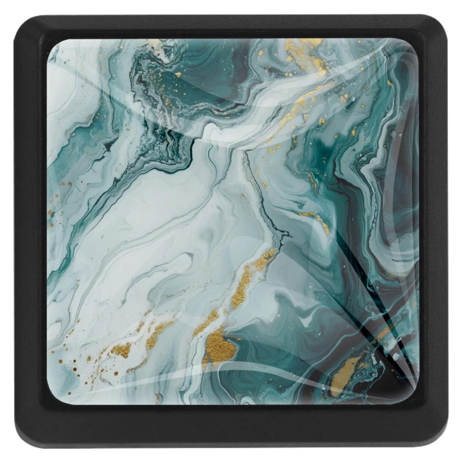 HemaKayy 3 Pack 1.45" Decorative Cabinet Knobs - Stylish ABS Glass Black Handles for Kitchen, Bedroom, & Home Furniture Decor - Durable & Elegant - Unique Marble Design