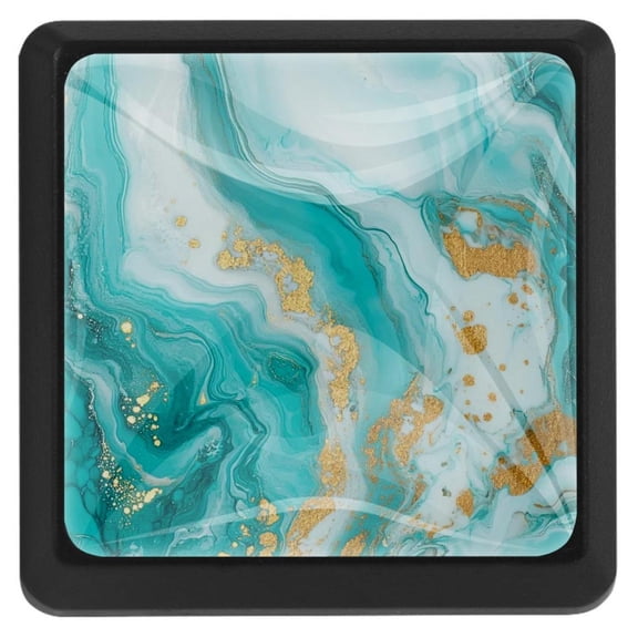 HemaKayy 3 Pack 1.45" Decorative Cabinet Knobs - Stylish ABS Glass Black Handles for Kitchen, Bedroom, & Home Furniture Decor - Durable & Elegant - Unique Marble Design