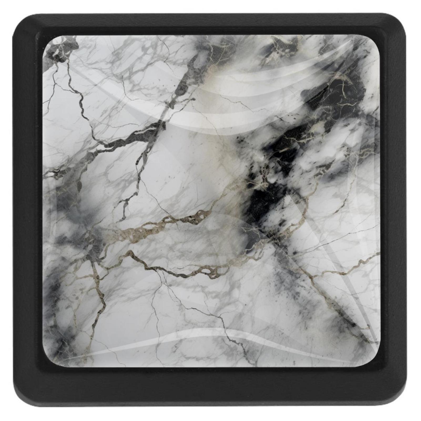 HemaKayy 3 Pack 1.45" Decorative Cabinet Knobs - Stylish ABS Glass Black Handles for Kitchen, Bedroom, & Home Furniture Decor - Durable & Elegant - Unique Marble Design
