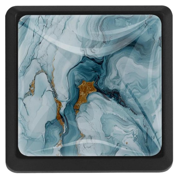 HemaKayy 3 Pack 1.45" Decorative Cabinet Knobs - Stylish ABS Glass Black Handles for Kitchen, Bedroom, & Home Furniture Decor - Durable & Elegant - Unique Marble Design