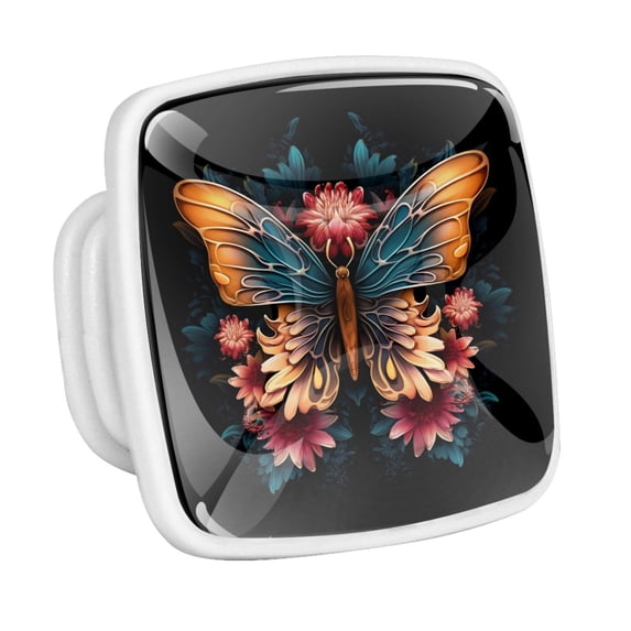 HemaKayy 4 Pack 1.18" Decorative Cabinet Knobs - Add a Magical Glow to Your Cabinets - Durable & Stylish Drawer Handles - Perfect for Home Decor - Textured Butterfly on Pink Blue Chrysanthemum