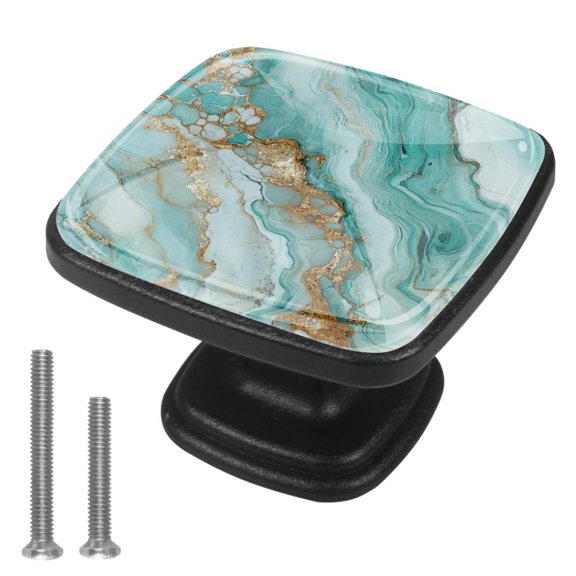 HemaKayy 4 Pack 1.2" Decorative Cabinet Knobs - ABS Glass Dresser Handles - Elegant & Durable Drawer Pulls for Kitchen, Bedroom, & Home Furniture Decor - Unique Marble Texture