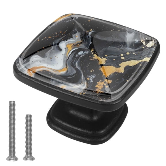 HemaKayy 4 Pack 1.2" Decorative Cabinet Knobs - ABS Glass Dresser Handles - Elegant & Durable Drawer Pulls for Kitchen, Bedroom, & Home Furniture Decor - Unique Marble Texture