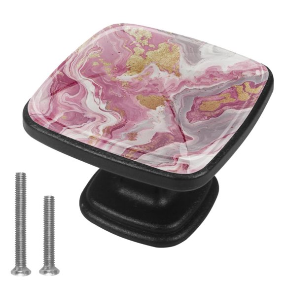 HemaKayy 4 Pack 1.2" Decorative Cabinet Knobs - ABS Glass Dresser Handles - Elegant & Durable Drawer Pulls for Kitchen, Bedroom, & Home Furniture Decor - Unique Marble Texture