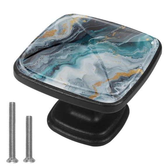 HemaKayy 4 Pack 1.2" Decorative Cabinet Knobs - ABS Glass Dresser Handles - Elegant & Durable Drawer Pulls for Kitchen, Bedroom, & Home Furniture Decor - Unique Marble Texture