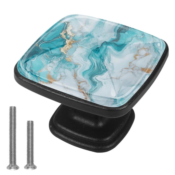 HemaKayy 4 Pack 1.2" Decorative Cabinet Knobs - ABS Glass Dresser Handles - Elegant & Durable Drawer Pulls for Kitchen, Bedroom, & Home Furniture Decor - Unique Marble Texture