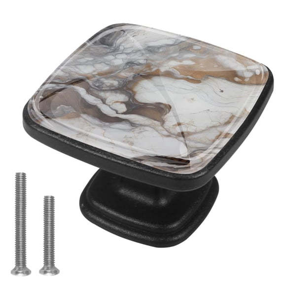 HemaKayy 4 Pack 1.2" Decorative Cabinet Knobs - ABS Glass Dresser Handles - Elegant & Durable Drawer Pulls for Kitchen, Bedroom, & Home Furniture Decor - Unique Marble Texture