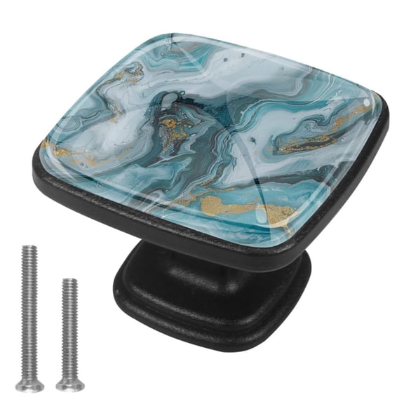 HemaKayy 4 Pack 1.2" Decorative Cabinet Knobs - ABS Glass Dresser Handles - Elegant & Durable Drawer Pulls for Kitchen, Bedroom, & Home Furniture Decor - Unique Marble Texture