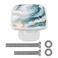 thumbnail image 1 of HemaKayy 4 Pack 1.2" Decorative Cabinet Knobs - Elegant, ABS Glass Square White Handles for Kitchen, Bedroom, Bathroom, and Home Furniture Decor - Unique Marble Texture, 1 of 6