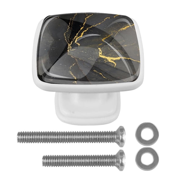 HemaKayy 4 Pack 1.2" Decorative Cabinet Knobs - Elegant, ABS Glass Square White Handles for Kitchen, Bedroom, Bathroom, and Home Furniture Decor - Unique Marble Texture