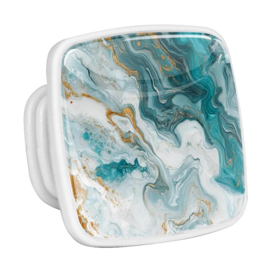 HemaKayy 4 Pack 1.2" Decorative Cabinet Knobs - Glow-in-the-Dark Drawer Handles, Premium ABS & Glass, Elegant Design, Fits Kitchen, Bedroom, Home Decor - Unique Marble Texture