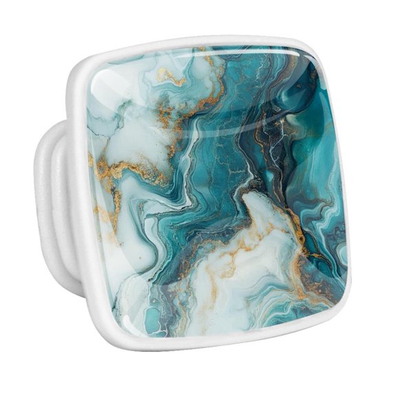 HemaKayy 4 Pack 1.2" Decorative Cabinet Knobs - Glow-in-the-Dark Drawer Handles, Premium ABS & Glass, Elegant Design, Fits Kitchen, Bedroom, Home Decor - Unique Marble Texture