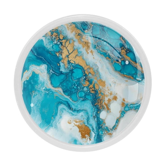 HemaKayy 4 Pack 1.3" Decorative Cabinet Knobs - Elegant ABS Glass Round Drawer Handles for Modern Home Furniture Kitchen & Bedroom Decor - Unique Marble Texture
