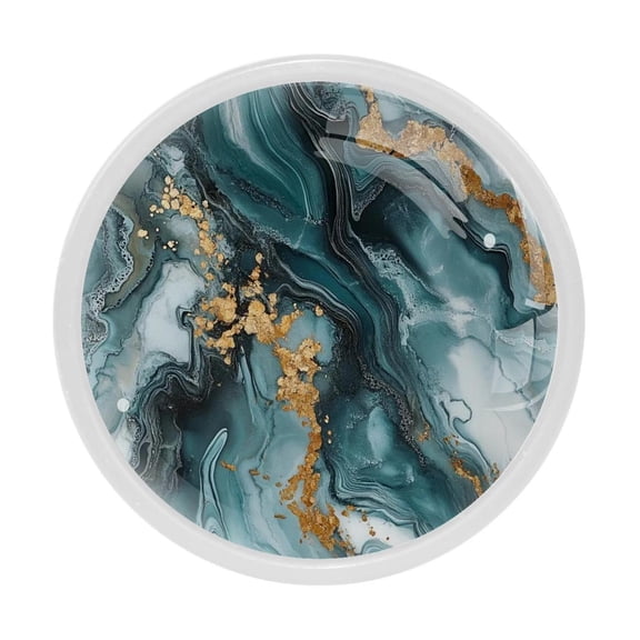 HemaKayy 4 Pack 1.3" Decorative Cabinet Knobs - Elegant ABS Glass Round Drawer Handles for Modern Home Furniture Kitchen & Bedroom Decor - Unique Marble Texture