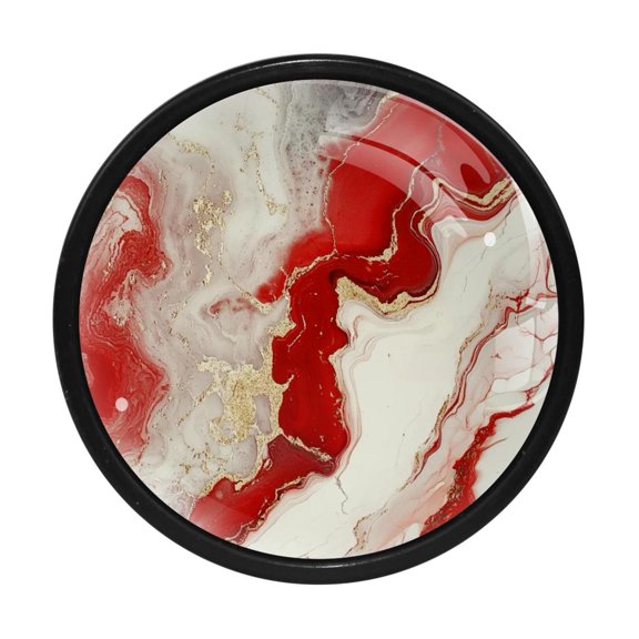 HemaKayy 4 Pack 1.3" Decorative Cabinet Knobs - Premium ABS & Glass, Round Black, Stylish & Durable, Perfect for Kitchen, Bedroom, Home Furniture Decor - Unique Marble Texture