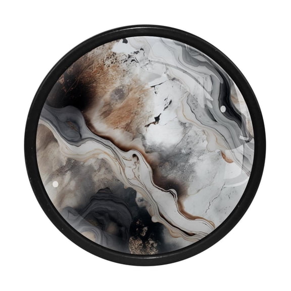 HemaKayy 4 Pack 1.3" Decorative Cabinet Knobs - Premium ABS & Glass, Round Black, Stylish & Durable, Perfect for Kitchen, Bedroom, Home Furniture Decor - Unique Marble Texture