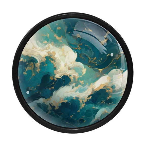 HemaKayy 4 Pack 1.3" Decorative Cabinet Knobs - Premium ABS & Glass, Round Black, Stylish & Durable, Perfect for Kitchen, Bedroom, Home Furniture Decor - Unique Marble Texture
