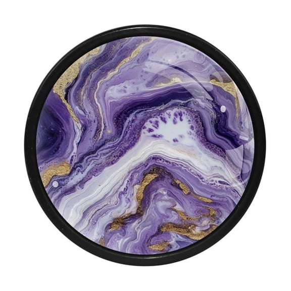 HemaKayy 4 Pack 1.3" Decorative Cabinet Knobs - Premium ABS & Glass, Round Black, Stylish & Durable, Perfect for Kitchen, Bedroom, Home Furniture Decor - Unique Marble Texture