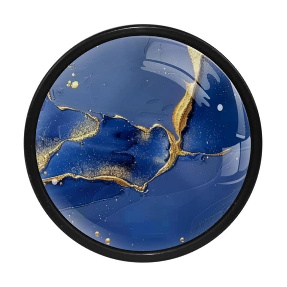 HemaKayy 4 Pack 1.3" Decorative Cabinet Knobs - Premium ABS & Glass, Round Black, Stylish & Durable, Perfect for Kitchen, Bedroom, Home Furniture Decor - Unique Marble Texture