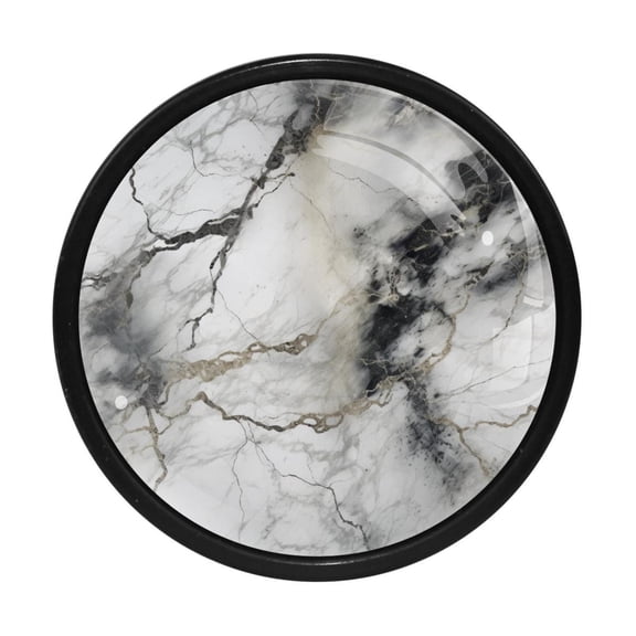 HemaKayy 4 Pack 1.3" Decorative Cabinet Knobs - Premium ABS & Glass, Round Black, Stylish & Durable, Perfect for Kitchen, Bedroom, Home Furniture Decor - Unique Marble Texture